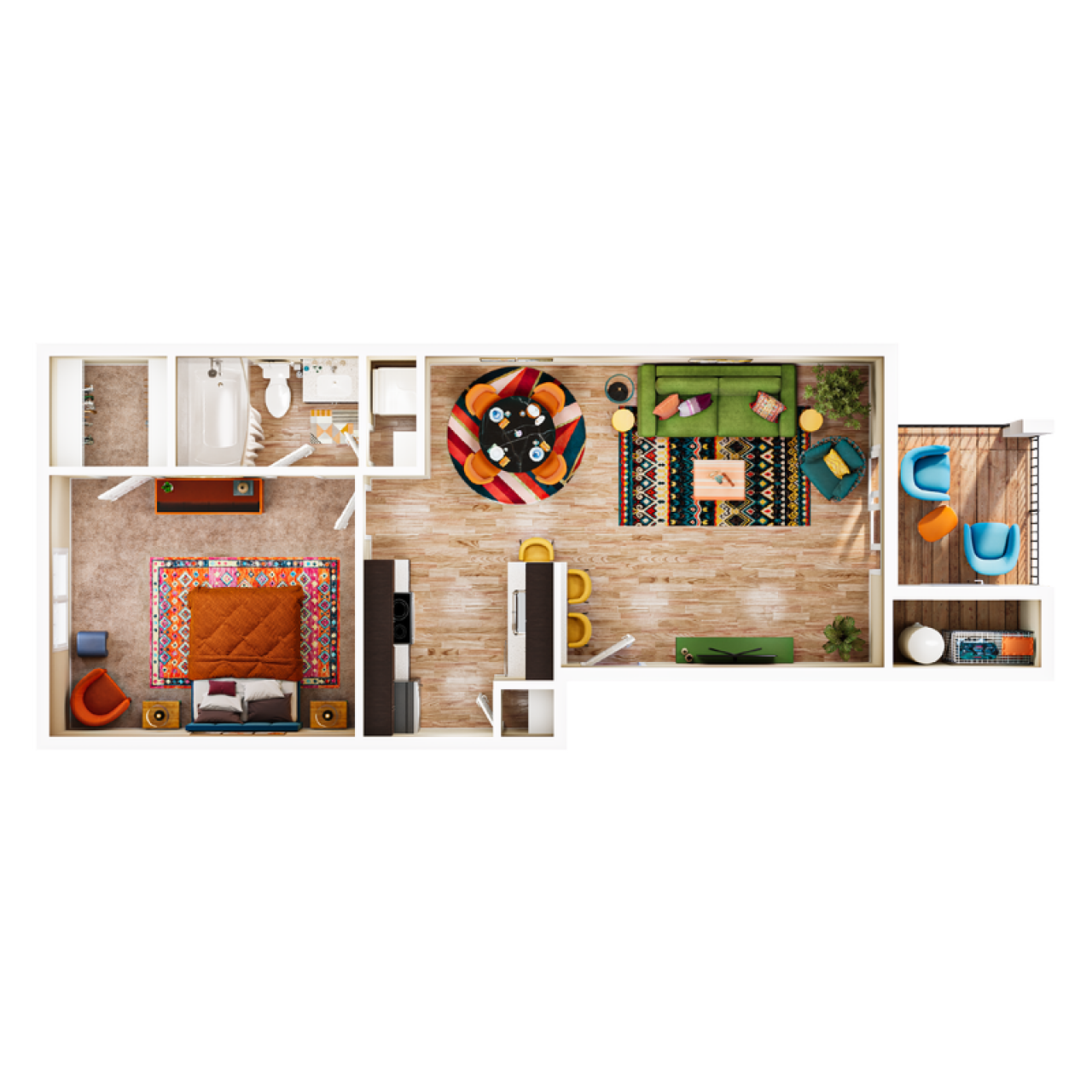 Village Green one bedroom apartment floor plan